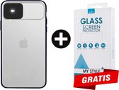 Backcase CamShield Slide Cover Camera Bescherming iPhone XR Zwart - Gratis Screen Protector - Telefoonhoesje - Smartphonehoesje