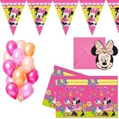 Disney Minnie Mouse Decoratie Party! | Disney Minnie Mouse | Party set | Slingers | Ballonnen | Tafelkleed | Uitnodigingen| Versiering | Decoratie | Verjaardag | Kinderfeestje