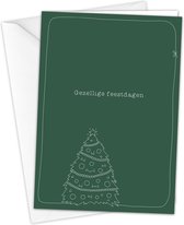 Set van 10 luxe dubbele kerstkaarten met enveloppen - Kerstboom - Hippe kerstkaarten
