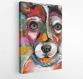 Kleurrijke pop-art stijl hond schilderij Rat Terrier - moderne kunst canvas - verticaal - 1216932499 - 40-30 Vertical