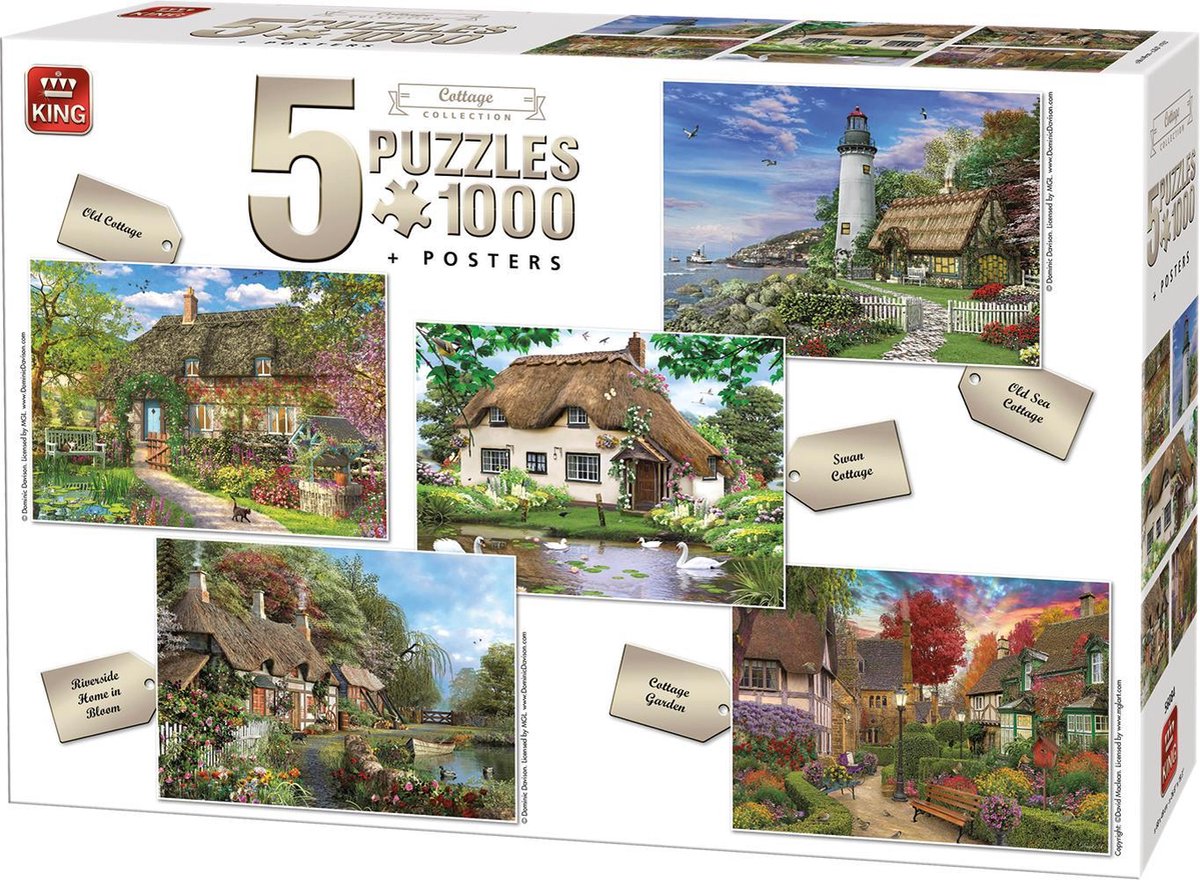 King 5 x 1000 Stukjes Puzzel (68 x 49 cm) - Cottage Collection - 5in1  Legpuzzel... | bol