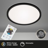 Briloner Verlichting - LED-paneel, plafondlamp dimbaar, plafondlamp met achtergrondverlichting, incl. afstandsbediening, 18 Watt, 2400 lumen, wit-zwart