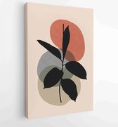 Earth tone boho gebladerte lijntekeningen tekenen met abstracte vorm. Abstract Plant Art-ontwerp voor print, omslag, behang, minimale en natuurlijke kunst aan de muur. 2 - Moderne