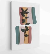 Earth tone boho gebladerte lijntekeningen tekenen met abstracte vorm. Abstract Plant Art-ontwerp voor print, omslag, behang, minimale en natuurlijke kunst aan de muur. 1 - Moderne