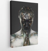 Grijs en goud betonnen beeld van vrouw - Modern Art Canvas - Verticaal - 3695796 - 40-30 Vertical