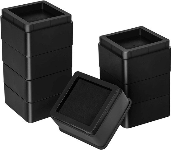 Bedverhogers Zwart- bedklossen - meubelverhogers - stoelverhogers per 8. Stapelbaar tussen 5, 10, 15 en 20 cm. Max. 1000 kg belasting