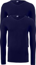 ALAN RED T-shirts Oslo (2-pack) - V-hals lange mouw stretch - donkerblauw -  Maat: S