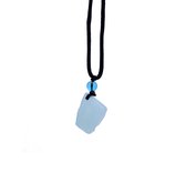 Bixorp Gems Edelsteen Ketting Ruwe Aquamarijn / Aquamarine Hanger aan Koord - Blauwe / Groene Edelstenen Sieraad - Cadeau voor Vrouwen & Meisjes