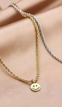 Michelle Bijjoux - Ketting - Smiley - Goudkleurig - Stainless Steel - Nickel Free - Necklace