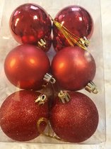 Kerstballen - onbreekbaar - rood - 12 stuks