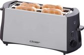 Cloer 3710 Broodrooster met lange sleuven voor 4 sneetjes toast / 1380 W / geïntegreerd broodjesopzetstuk / herliftinrichting / kruimellade / matte warmtegeïsoleerde metalen behuizing