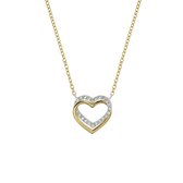 The Fashion Jewelry Collection Ketting Hart Zirkonia 1,3 mm 40 - 44 cm - Goud
