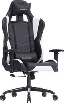 Gamestoel - Gaming chair - Racestoel - In Hoogte Verstelbaar - Bureaustoel met Hoofdsteun - Verstelbare armleuningen - Zwart - Wit