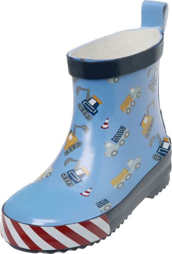 Playshoes - Regenlaarzen met halve schacht voor jongens - Bouwwerkplaats - Blauw - maat 22EU