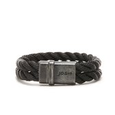 Josh Vintage Heren Armband Metaal;Touw - Zwart