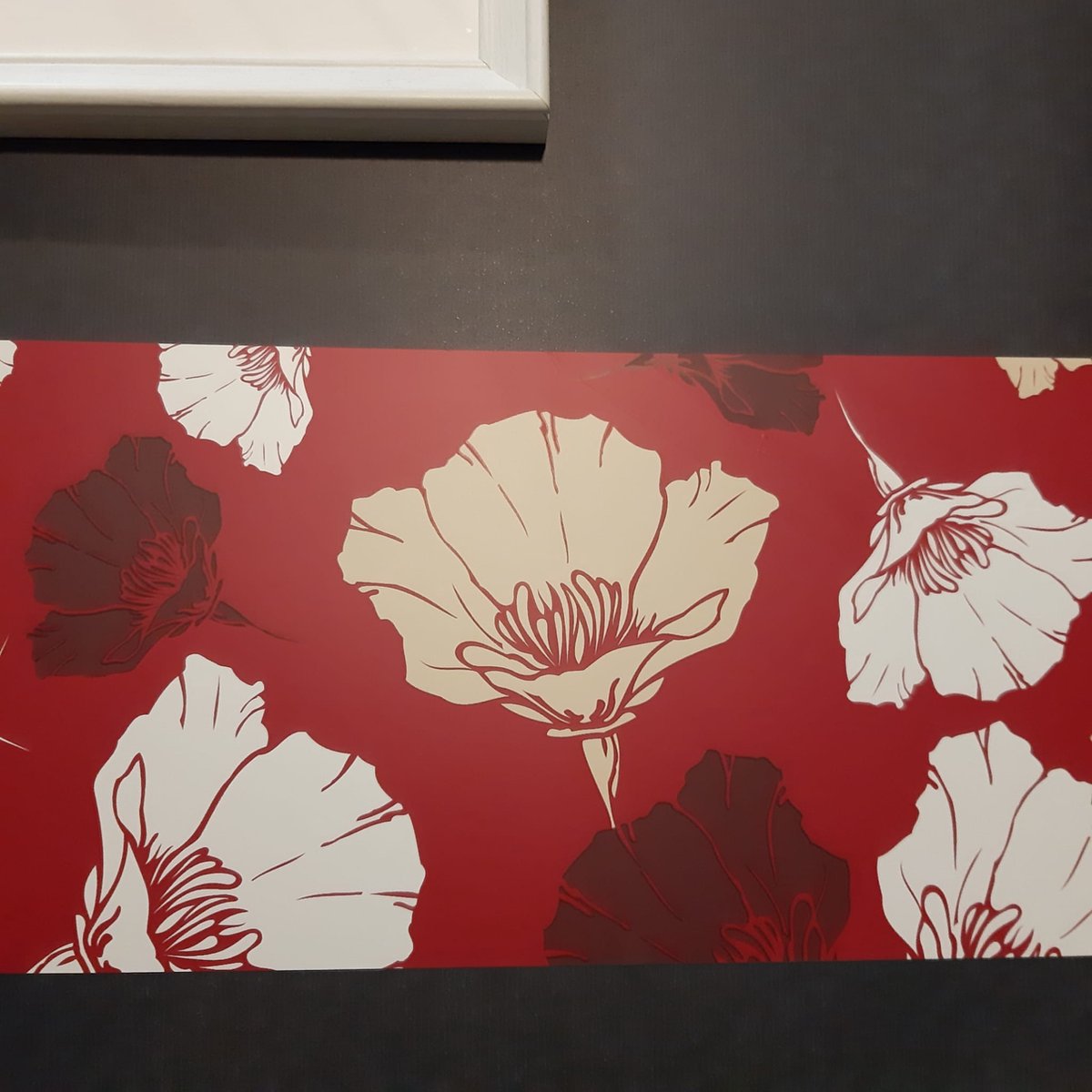 Bordure autocollante - Bordure papier peint - Rouge - Fleurs