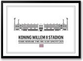 Koning Willem II Stadion poster | wanddecoratie stadion van Willem II zwart wit poster Liggend 50 x 40 cm