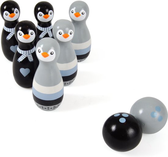 Thumbnail van een extra afbeelding van het spel Houten pinguïn bowl spel, bowlen voor kinderen