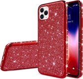 Apple iPhone 13 Mini Back Cover Telefoonhoesje | Glitter | TPU Hoesje | Rood