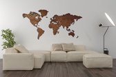 Houten Wereldkaart Groot PREMIUM | ECHT HOUT - Donkere kleur - Volledig Duurzaam - Landkaart - 170 x 85 CM - Wanddecoratie - Muurdecoratie- Design