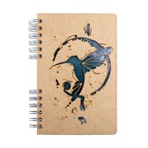 KOMONI - Duurzaam houten Schetsboek - Gerecycled papier - Navulbaar - A6 - Blanco -   Kolibrie