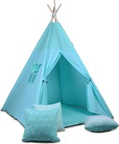 Kinder wigwam - Tipi voor kinderen - INCL. KUSSENS en SPEELMAT - Groen