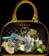 Glasschilderij designer merk GUCCI 80x80cm