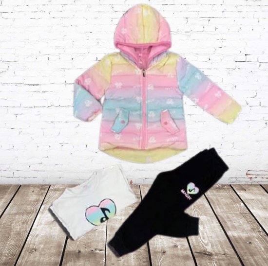 Meisjes set met winterjas roze sets