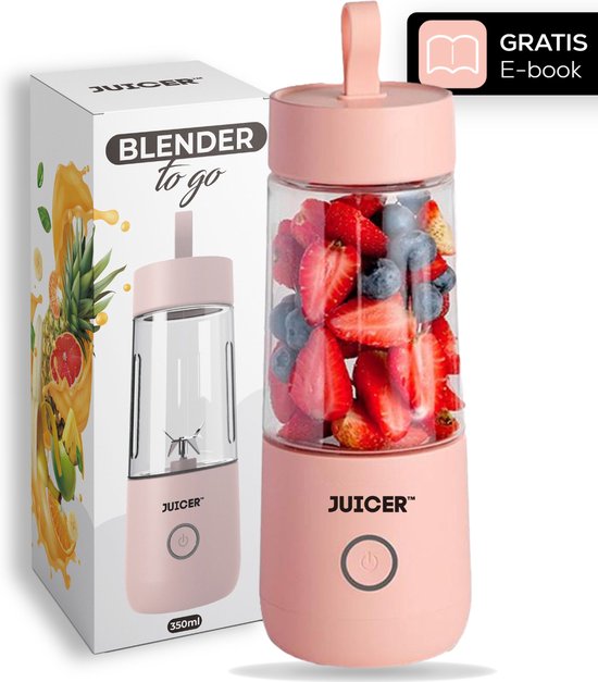 JUICER™ Original Smoothie maker / compact Blender - Draagbare Blender op batterij / accu – USB Oplaadbare draagbare mini blender to go – 350ml - pink