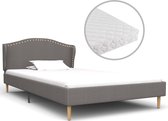 Bed Met Matras Stof Beige 160X200 Cm