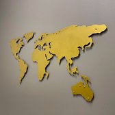 Gouden Metalen wanddecoratie World Map Goud - 112x58 cm