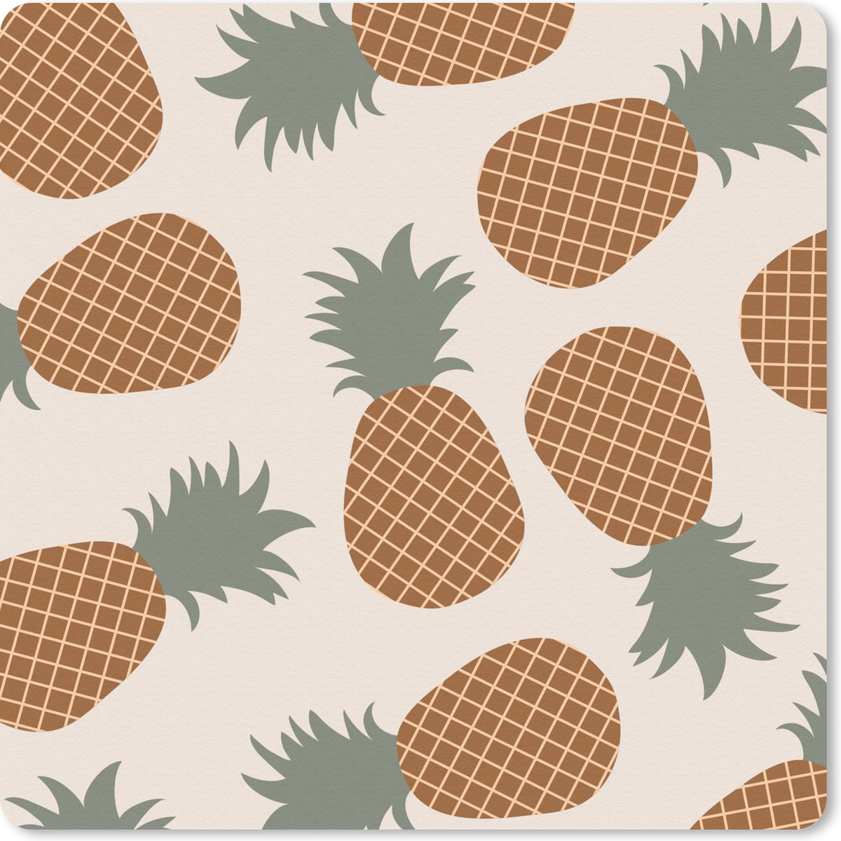 Muismat 20x20 cm - Mousepad Fruit - Pastel - Ananas - Patronen - Muismatten