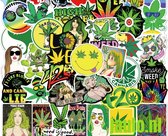 Cannabis , Wietblad Stickers div. soorten 50 stuks klein