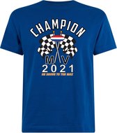 T-shirt blauw Champion MV 2021 | race supporter fan shirt | Formule 1 fan kleding | Max Verstappen / Red Bull racing supporter | wereldkampioen / kampioen | racing souvenir | maat 5XL