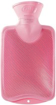 Fashy Warmwaterkruik Roze - 1 zijde geribbeld - 1 zijde geruit - 2 Liter