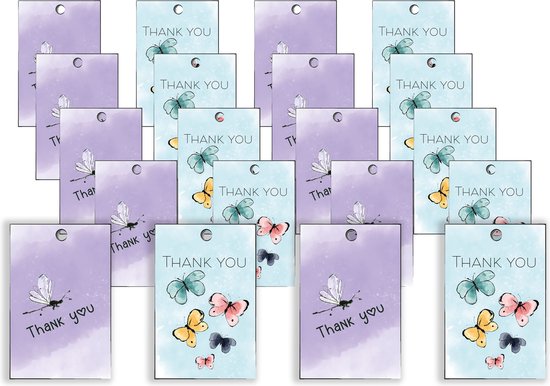 Cadeaukaartjes set 20 stuks – 2 ontwerpen – Vlinders & libellen – 5,5 x 8,5 cm – Gerecycled papier – Ontworpen in Nederland