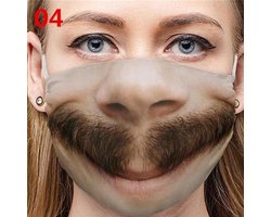Grappig man met grote krul snor - moustache - herbruikbare mondkapjes - mondmaskers - wasbaar - niet medisch mondmasker - polyester - geschikt voor ov - herbruikbaar - reusable - wasbaar - mondkapje - masker