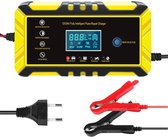 Lehaus® Acculader 12V/24V - Druppellader - Accu Opladen - Lader - Voor Auto - Motor - Boot - Scooter - Camper - Digitaal Scherm - Geel