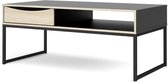 TVILUM Salontafel 1 lade - Decor eiken en zwart - L 117.2 x D 60 x H 48,2 cm - STUBBE