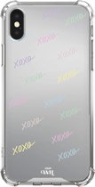 XOXO Colors - Mirror Case - Spiegel case geschikt voor Apple iPhone X / Xs / 10 hoesje - Spiegelhoesje met opdruk - Tekst - Hardcase shockproof