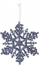 Kersthanger Sneeuwvlok - Glitter Blauw - 14 cm - Kerstversiering