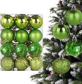 Kerstballen | Kerstversiering | Kerstboomversiering | Kerstdecoratie | 24 stuks | Groen | Kunststof