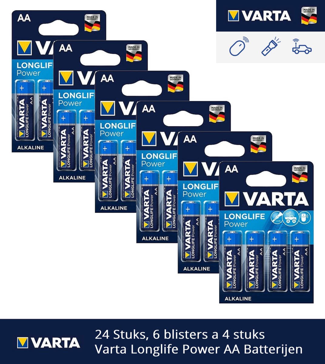 Varta pile Longlife Power AAA, paquet de 24 pièces sur