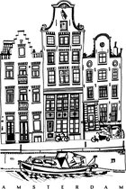 Poster - elles - Amsterdam - grachtenpanden - 3 - tekening - 30x40 cm - zwart wit - lijn