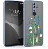 kwmobile hoesje voor Xiaomi Redmi Note 8 Pro - Back cover in lavendel / groen / mat transparant - Smartphonehoesje - Bloemstengels Lavendel design