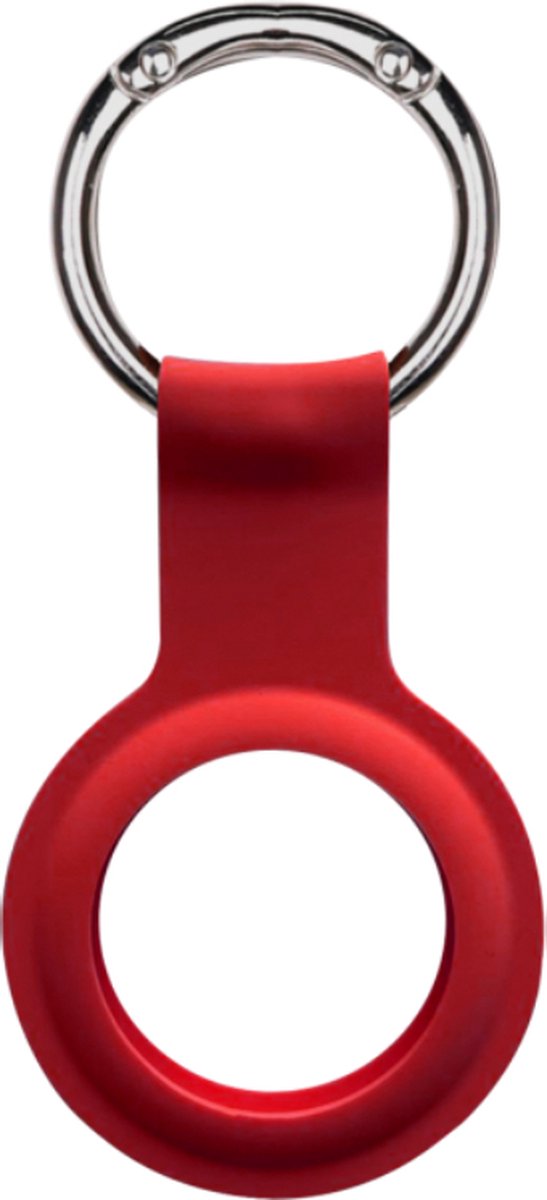 Devia Sleutelhanger ring voor Apple AirTag rood leer - Airtag beschermhoesje - Apple Airtag hoes - Siliconen Airtag hoesje