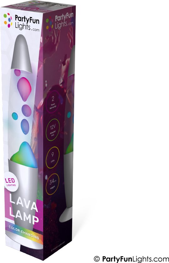 PartyFunLights - Lava Lamp Multi-Color LED - 34 cm - Verandert van kleur - Lavalampen sfeerlichting - Nachtlampje voor kinderen 6+ van PartyFunLights — afbeelding 5