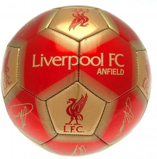 Liverpool Voetbal handtekeningen maat 5 rood/goud
