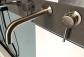 Inbouw wastafelkraan RVS badkamer kraan mengkraan 18,6 cm lang uitloop geborsteld rvs Blanda wastafel kraan