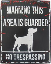 Metalen wandbord - Metal Sign - Warning Dog -  25 x 20 cm